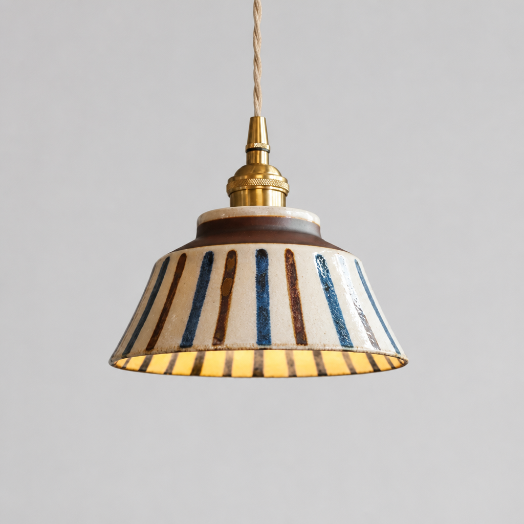 Retro Blue & White Porcelain Pendant Light