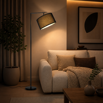 Retro Fabric Arc Floor Lamp
