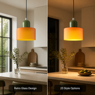 Retro Glass & Metal LED Pendant Light