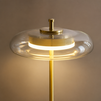 Retro Gold Glass Mushroom Floor Lamp