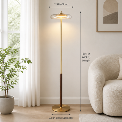 Retro Gold Glass Mushroom Floor Lamp
