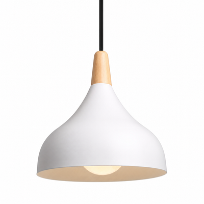 Retro Metal & Wood Teardrop Pendant Light