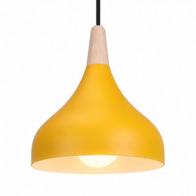 Retro Metal & Wood Teardrop Pendant Light
