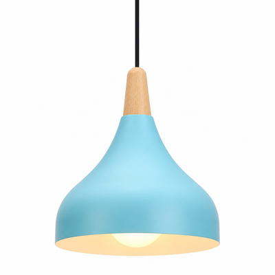 Retro Metal & Wood Teardrop Pendant Light