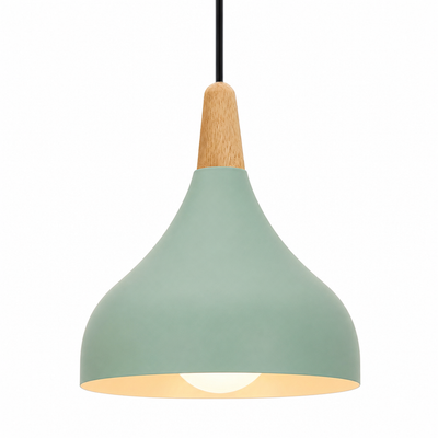 Retro Metal & Wood Teardrop Pendant Light