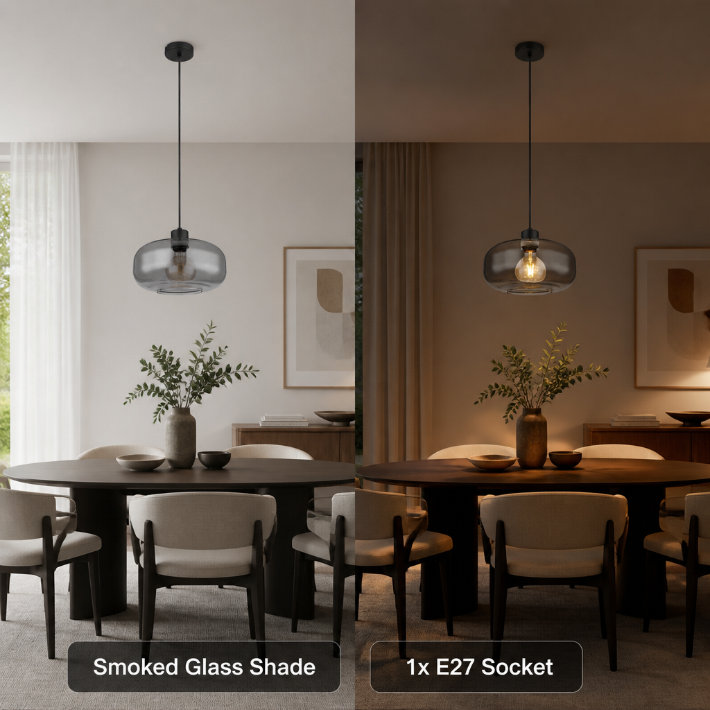 Retro Smoked Glass Round Pendant Light