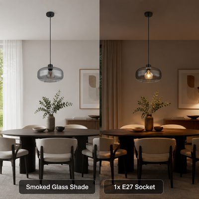 Retro Smoked Glass Round Pendant Light