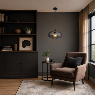 Retro Smoked Glass Round Pendant Light