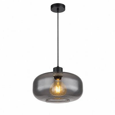Retro Smoked Glass Round Pendant Light