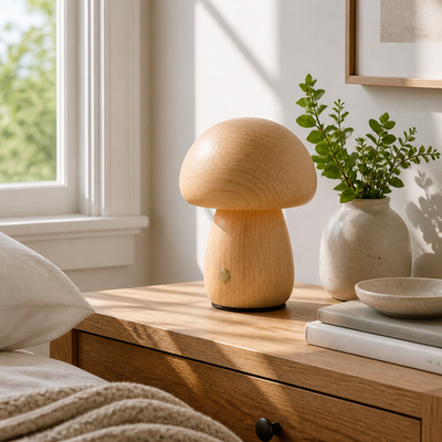 Retro Wood LED Mushroom Night Light