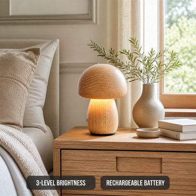 Retro Wood LED Mushroom Night Light