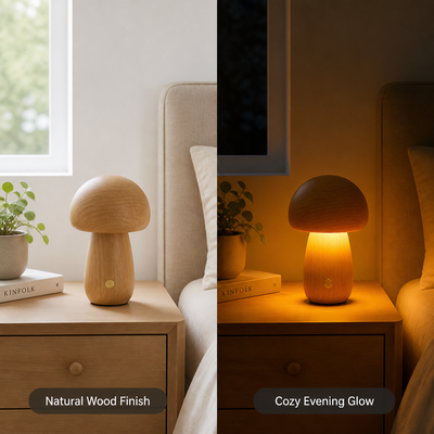 Retro Wood LED Mushroom Night Light