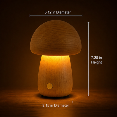 Retro Wood LED Mushroom Night Light