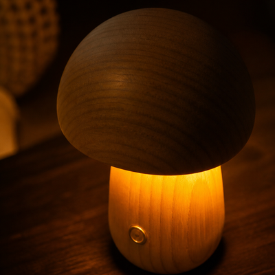 Retro Wood LED Mushroom Night Light