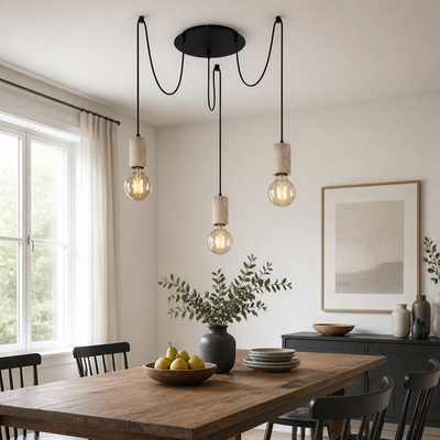 Rustic 3-Light Wood Pendant Light