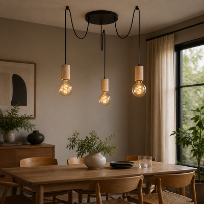 Rustic 3-Light Wood Pendant Light