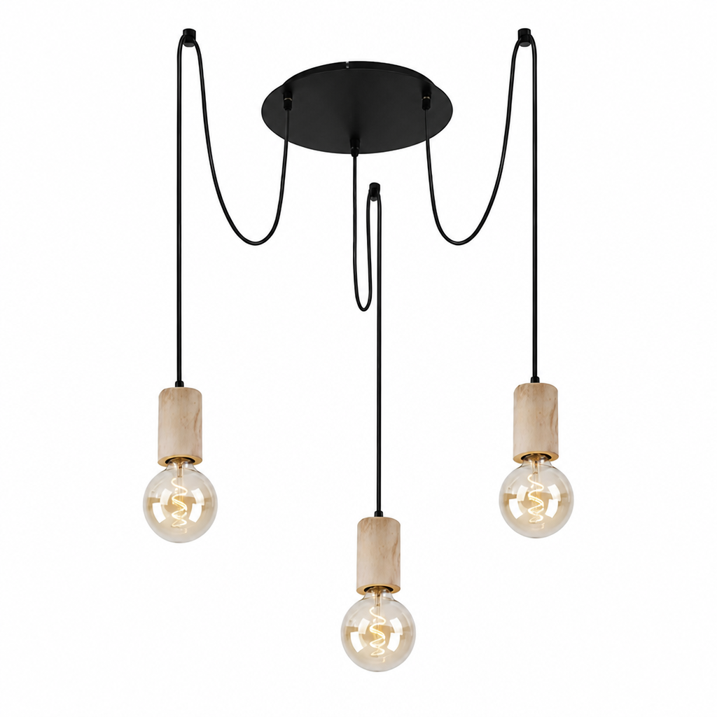 Rustic 3-Light Wood Pendant Light