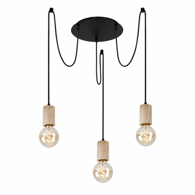Rustic 3-Light Wood Pendant Light
