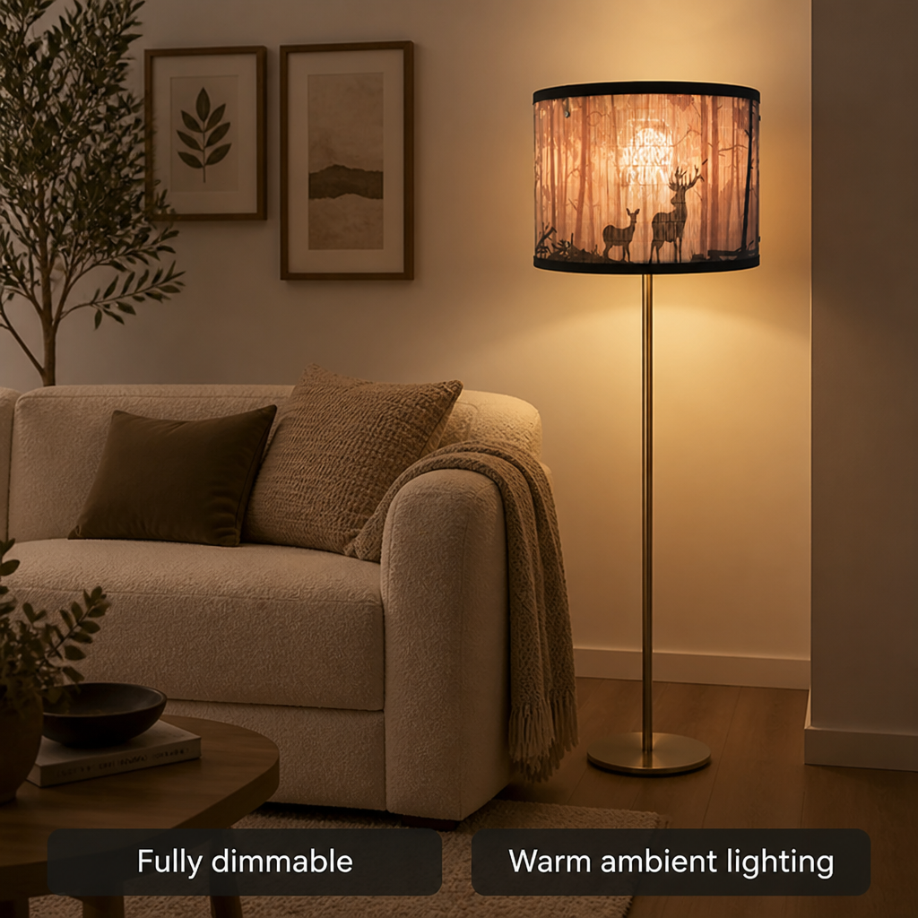Rustic Bamboo Moose Print Pendant Light