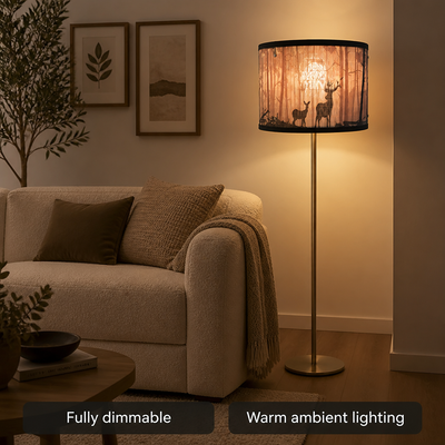 Rustic Bamboo Moose Print Pendant Light