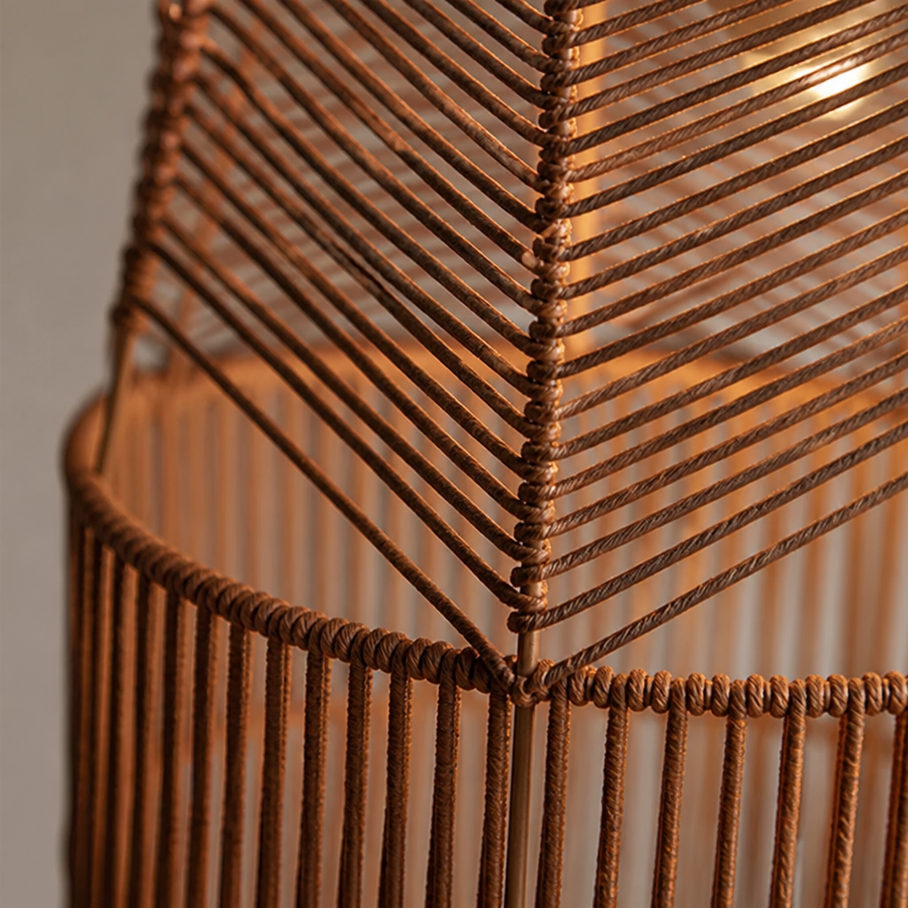 Rustic Handwoven Rattan LED Floor Lamp