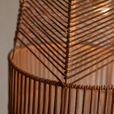 Rustic Handwoven Rattan LED Floor Lamp