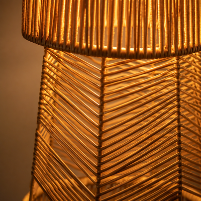Rustic Handwoven Rattan LED Floor Lamp