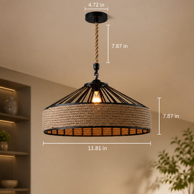 Rustic Hemp Rope Woven Dome Pendant Light