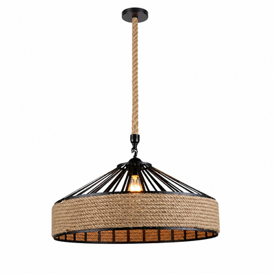 Rustic Hemp Rope Woven Dome Pendant Light