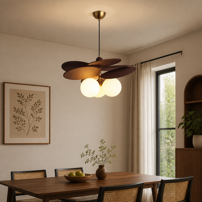 Rustic Metal & Glass 3-Head Chandelier