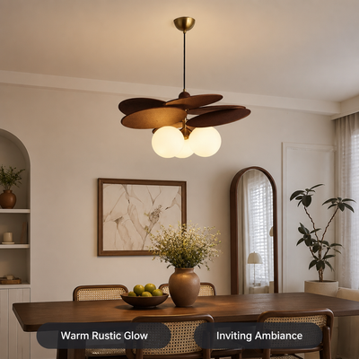 Rustic Metal & Glass 3-Head Chandelier