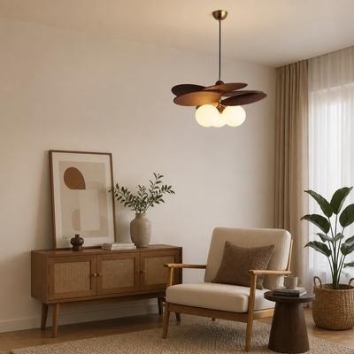 Rustic Metal & Glass 3-Head Chandelier