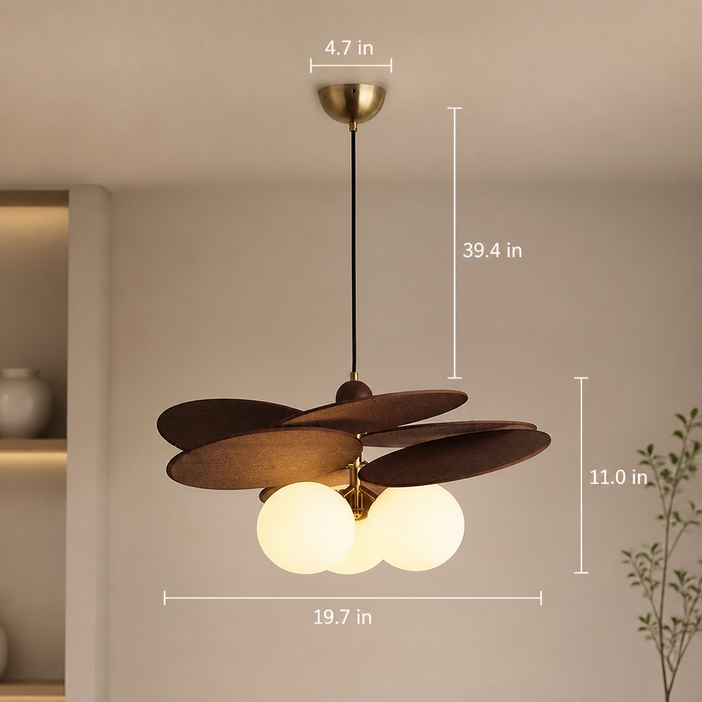 Rustic Metal & Glass 3-Head Chandelier