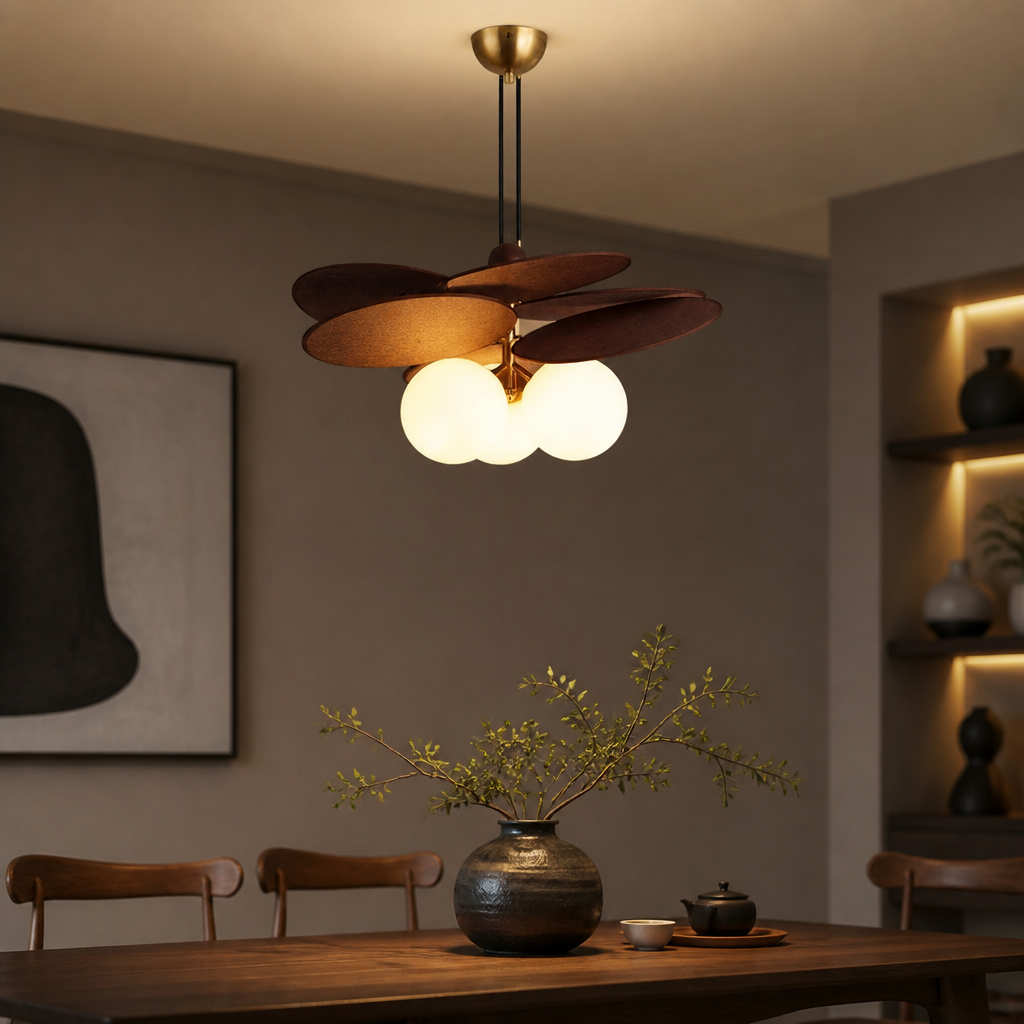 Rustic Metal & Glass 3-Head Chandelier