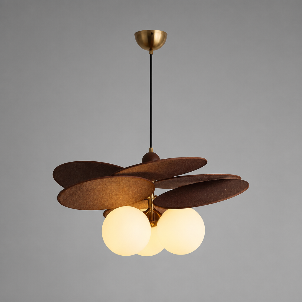 Rustic Metal & Glass 3-Head Chandelier