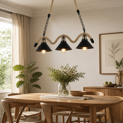 Rustic Rope 3-Light Pendant Light