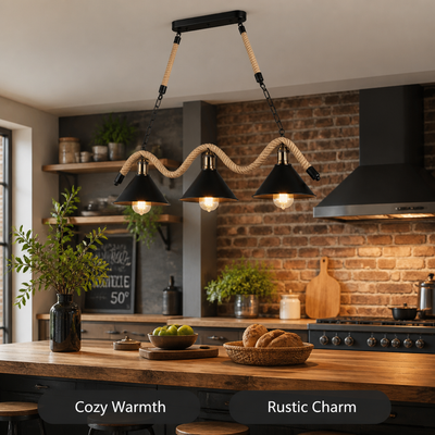 Rustic Rope 3-Light Pendant Light