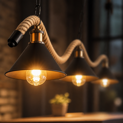 Rustic Rope 3-Light Pendant Light