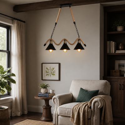 Rustic Rope 3-Light Pendant Light
