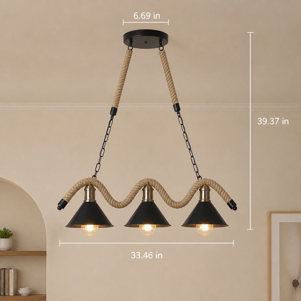 Rustic Rope 3-Light Pendant Light