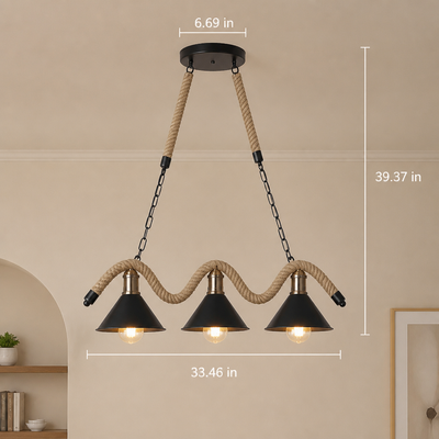 Rustic Rope 3-Light Pendant Light