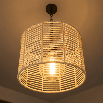 Rustic Rope & Metal Pendant Light