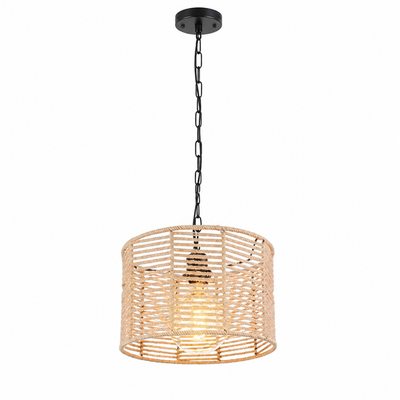 Rustic Rope & Metal Pendant Light