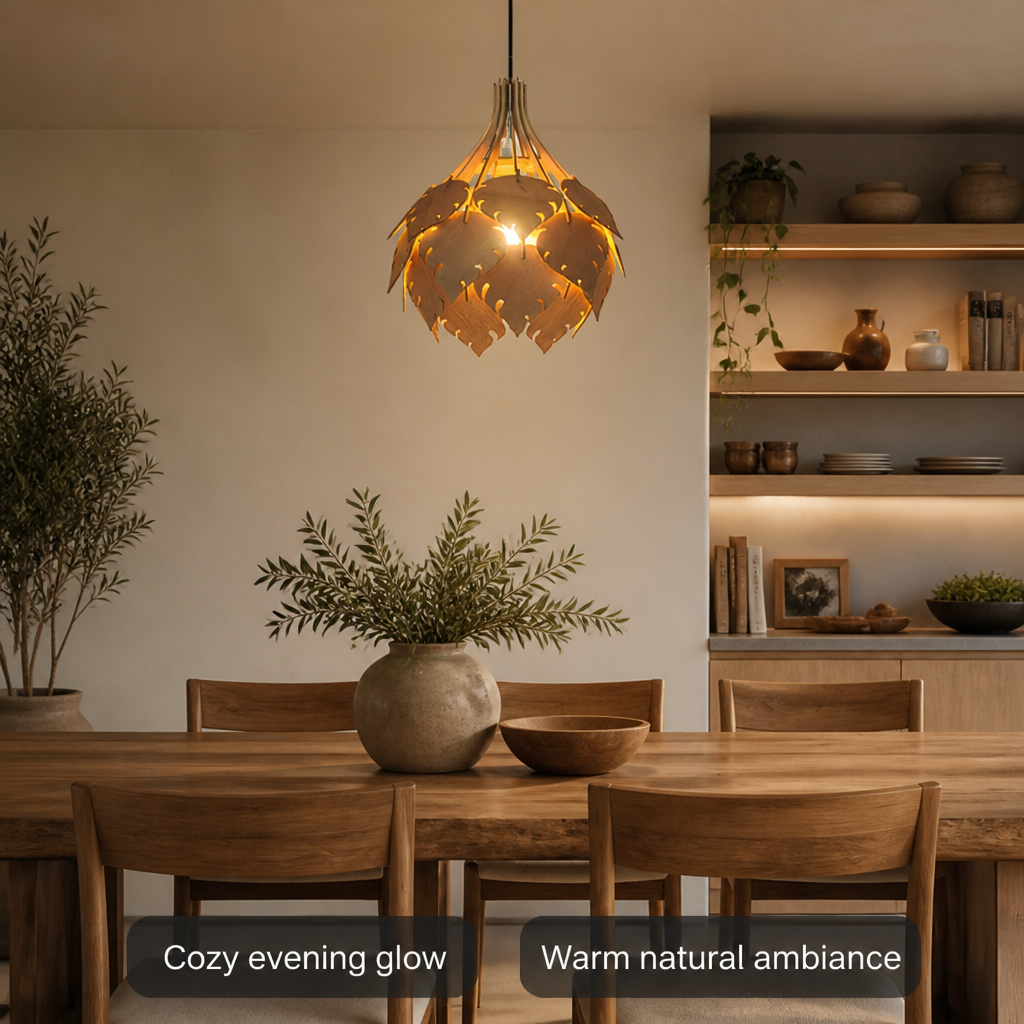 Rustic Wood 3D Puzzle Pendant Light