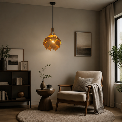 Rustic Wood 3D Puzzle Pendant Light