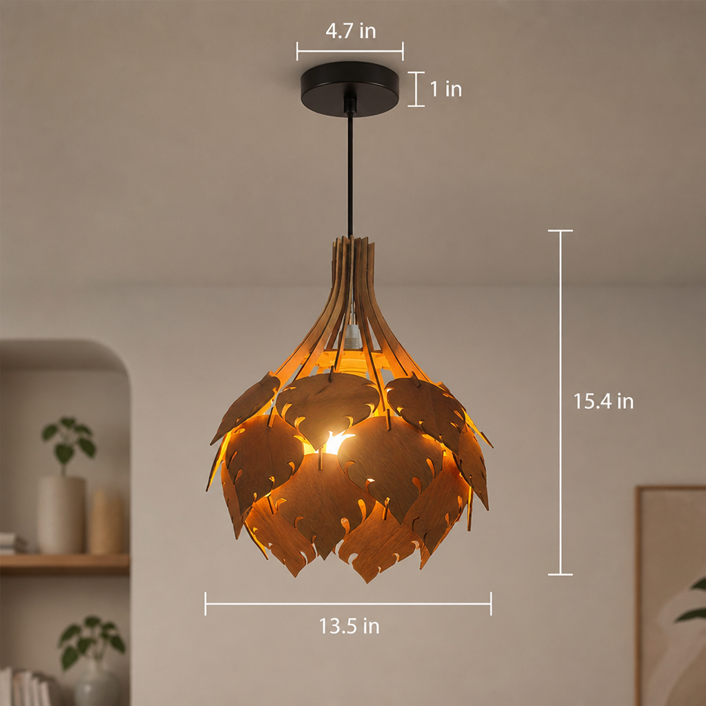Rustic Wood 3D Puzzle Pendant Light