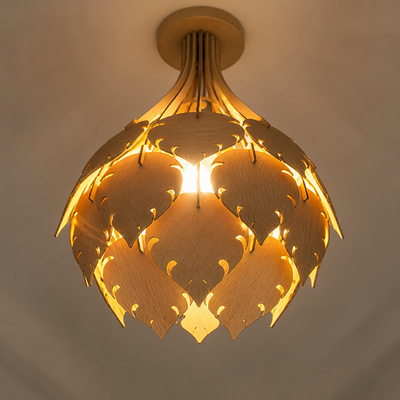 Rustic Wood 3D Puzzle Pendant Light
