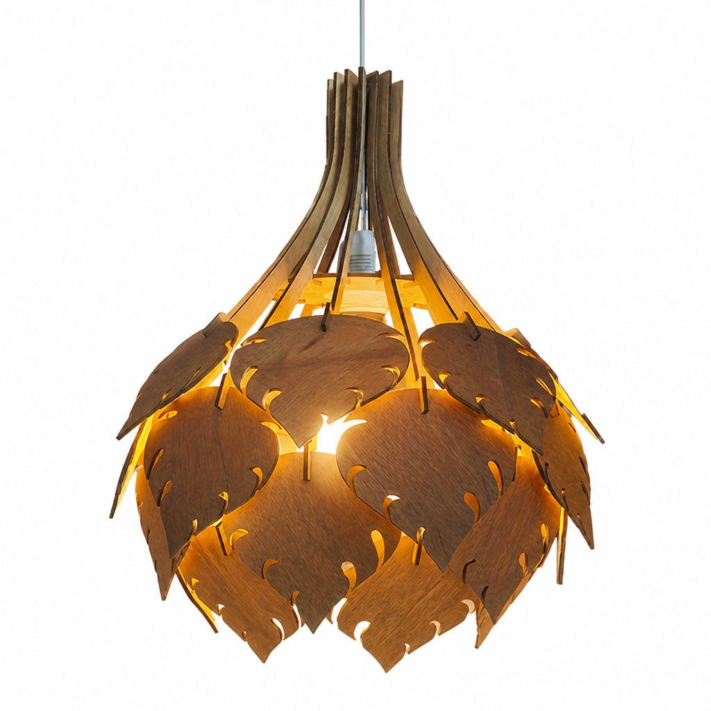Rustic Wood 3D Puzzle Pendant Light