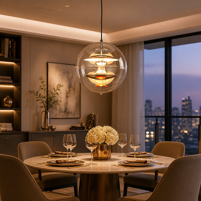 Scandinavian Acrylic & Metal Circular Pendant Light