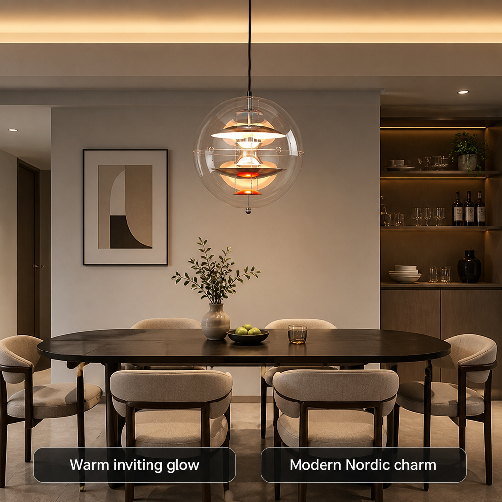 Scandinavian Acrylic & Metal Circular Pendant Light